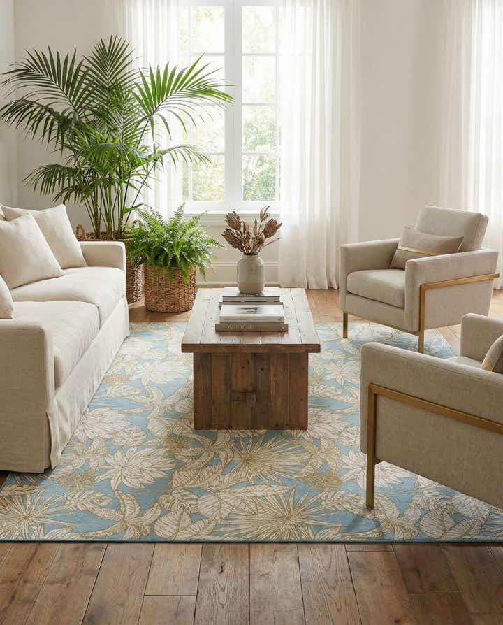 9' x 12' Easy-Clean Botanical Indoor / Outdoor Rug