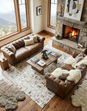5' 3 x 7' 10 Cowhide Stocks Rug