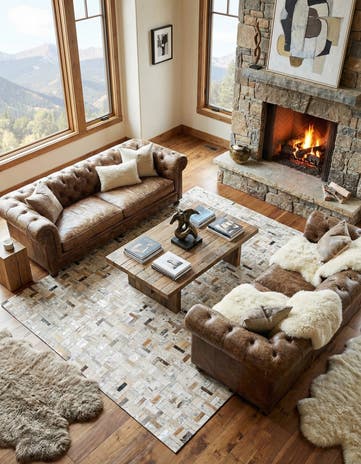 5' 3 x 7' 10 Cowhide Stocks Rug