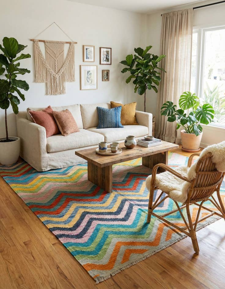 Detail image of 5' 9 x 7' 9  Hand Woven Kilim Modern Wool Rug