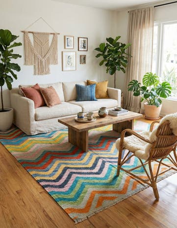 5' 9 x 7' 9 Hand Woven Kilim Modern Wool Rug