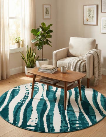 Teal Vince Camuto Round Rug