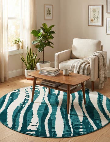 Teal Vince Camuto Round Rug