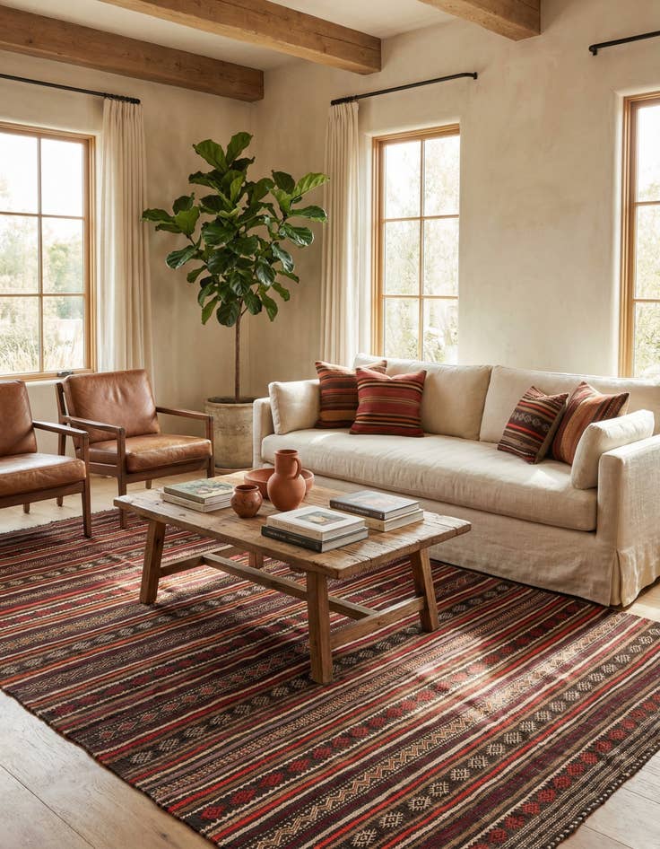 Detail image of 5' 9 x 12' 1  Hand Woven Kilim Fars Wool Runner Rug