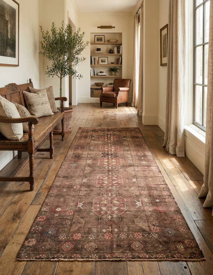 Detail image of 4' 8 x 12' 1  Hand Knotted Ultra Vintage Persian Wool Runner Rug