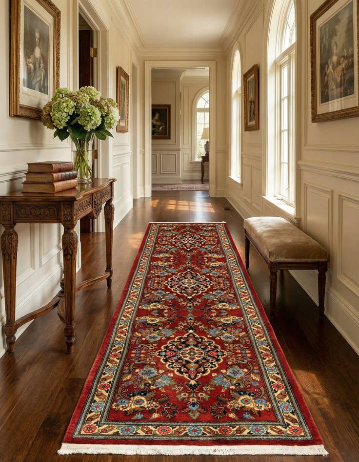 Detail image of 2' 6 x 7' 9  Hand Knotted Qom Persian Runner Rug