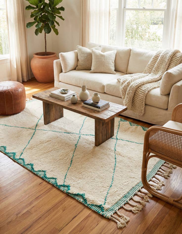 Detail image of 5' 3 x 8' 7  Hand Knotted Moroccan Wool Rug