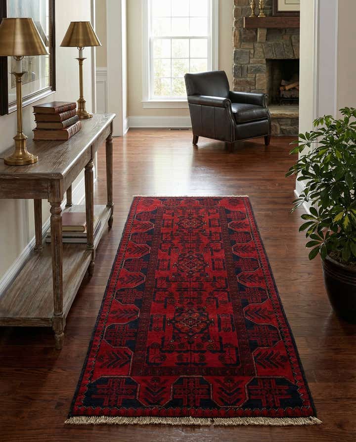 2' 9 x 6' 3 Hand Knotted Khal Mohammadi Wool Runner Rug
