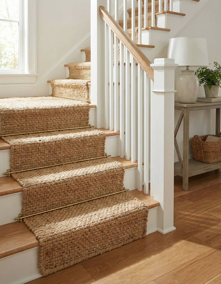 Detail image of  0' 9 x 2' 6  Hand Woven Chunky Jute Stair Rug