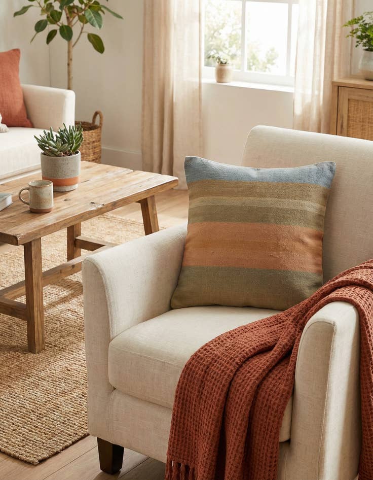 Detail image of 2' 4 x 2' 4  Hand Woven Pillow Wool Square Rug