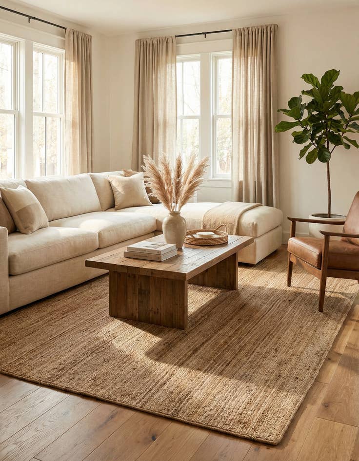 Detail image of  9' x 12' 2  Hand Braided Jute Rug