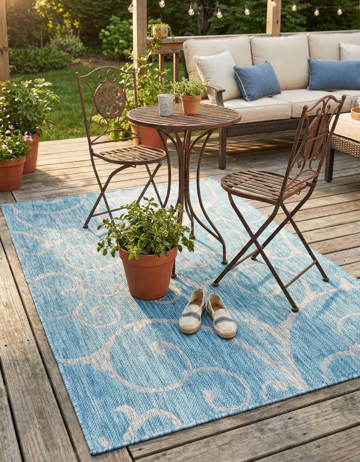 Detail image of 4' x 6' Easy-Clean Botanical Indoor / Outdoor Rug