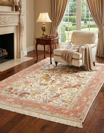 4' 3 x 6' 6 Ghom Silk Rug