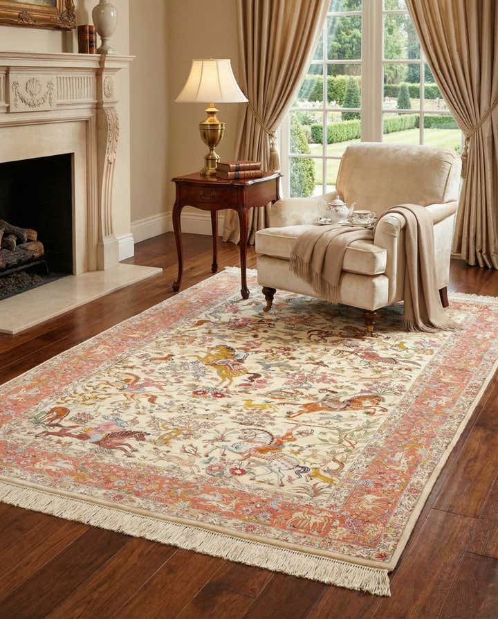 4' 3 x 6' 6 Ghom Silk Rug