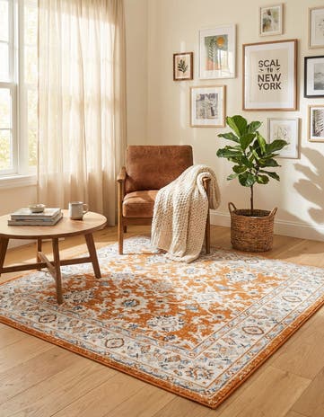 Rust Red Charlotte Square Rug