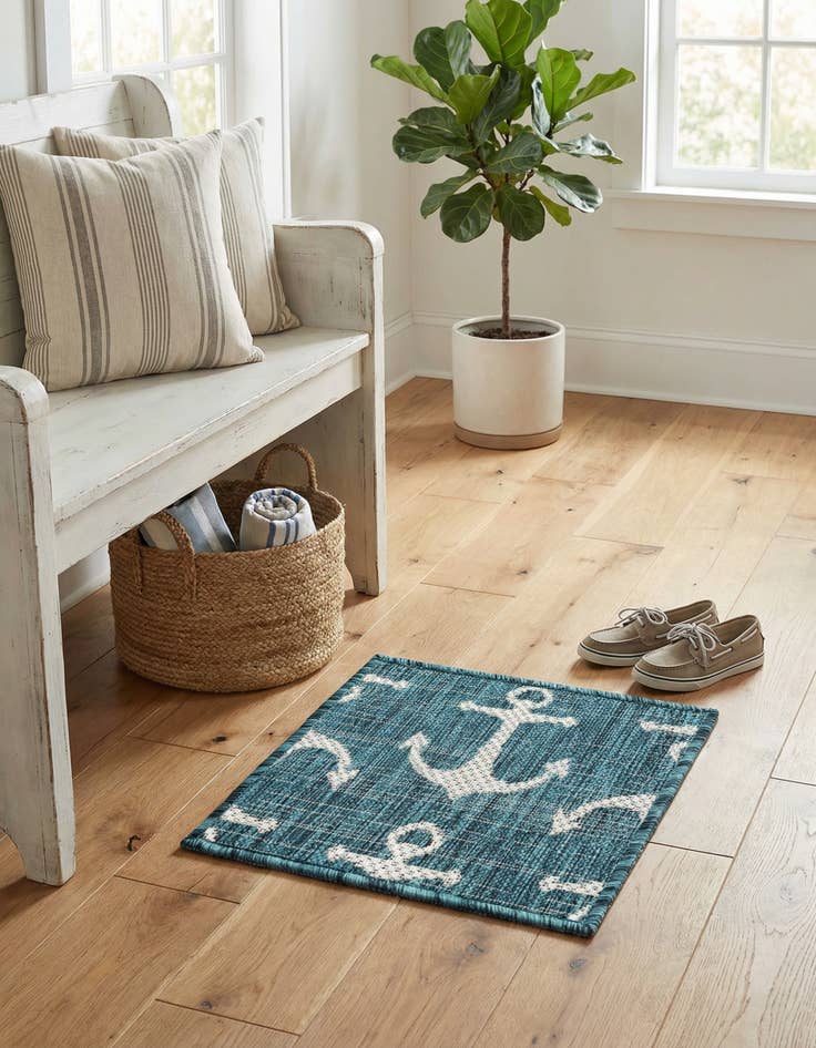Detail image of 1' 4 x 1' 4  Washable Coastal Indoor / Outdoor Sample Rug