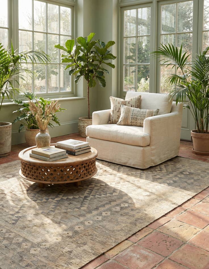 Detail image of 7' x 9' 11  Hand Woven Kilim Maymana Wool Rug