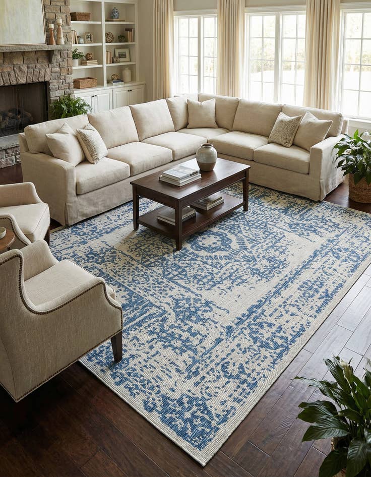 Detail image of 10' x 14'  Washable Traditional Indoor / Outdoor Rug