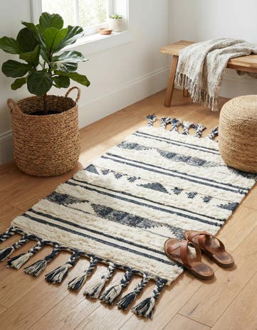 Navy Blue Hand Woven Arizona Wool Rug