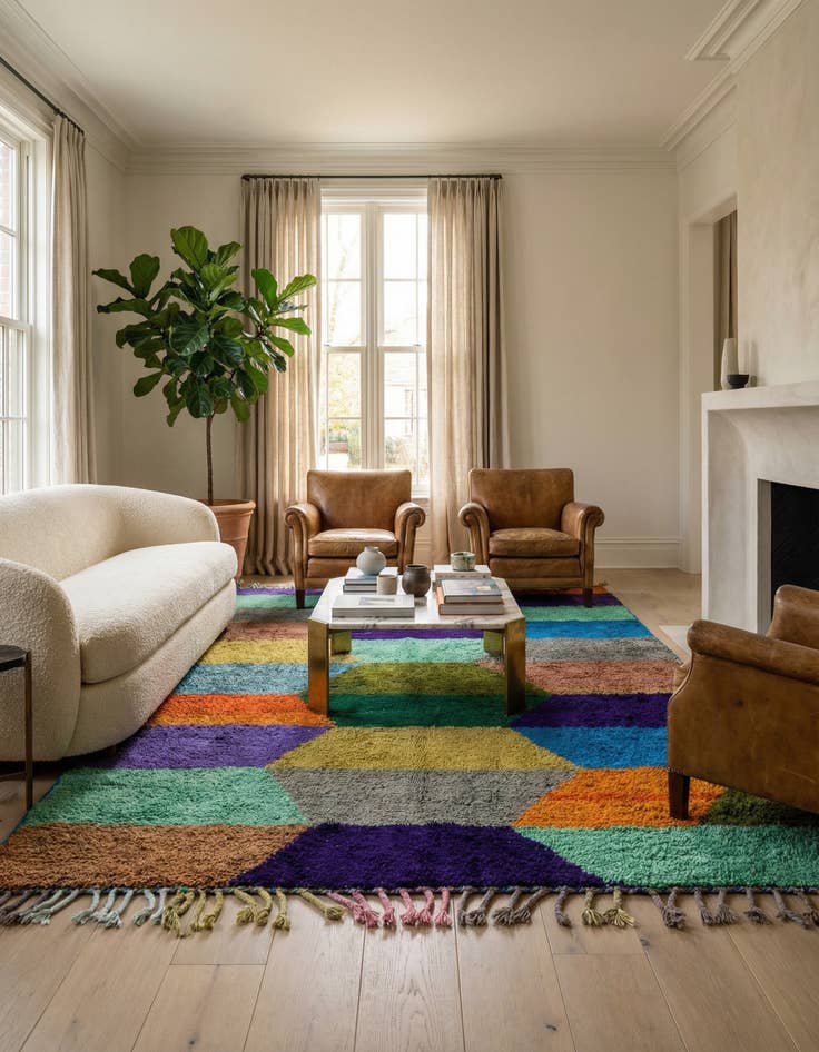 Detail image of  6' 10 x 9' 7  Hand Knotted Moroccan Wool Rug