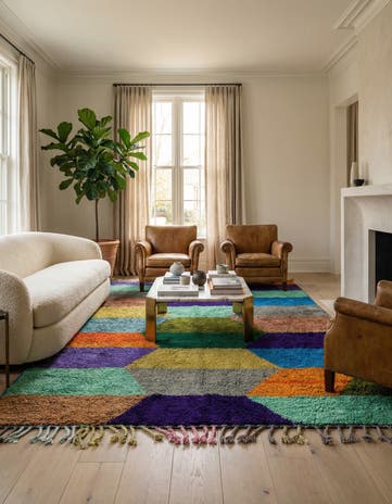 6' 10 x 9' 7 Hand Knotted Moroccan Wool Rug