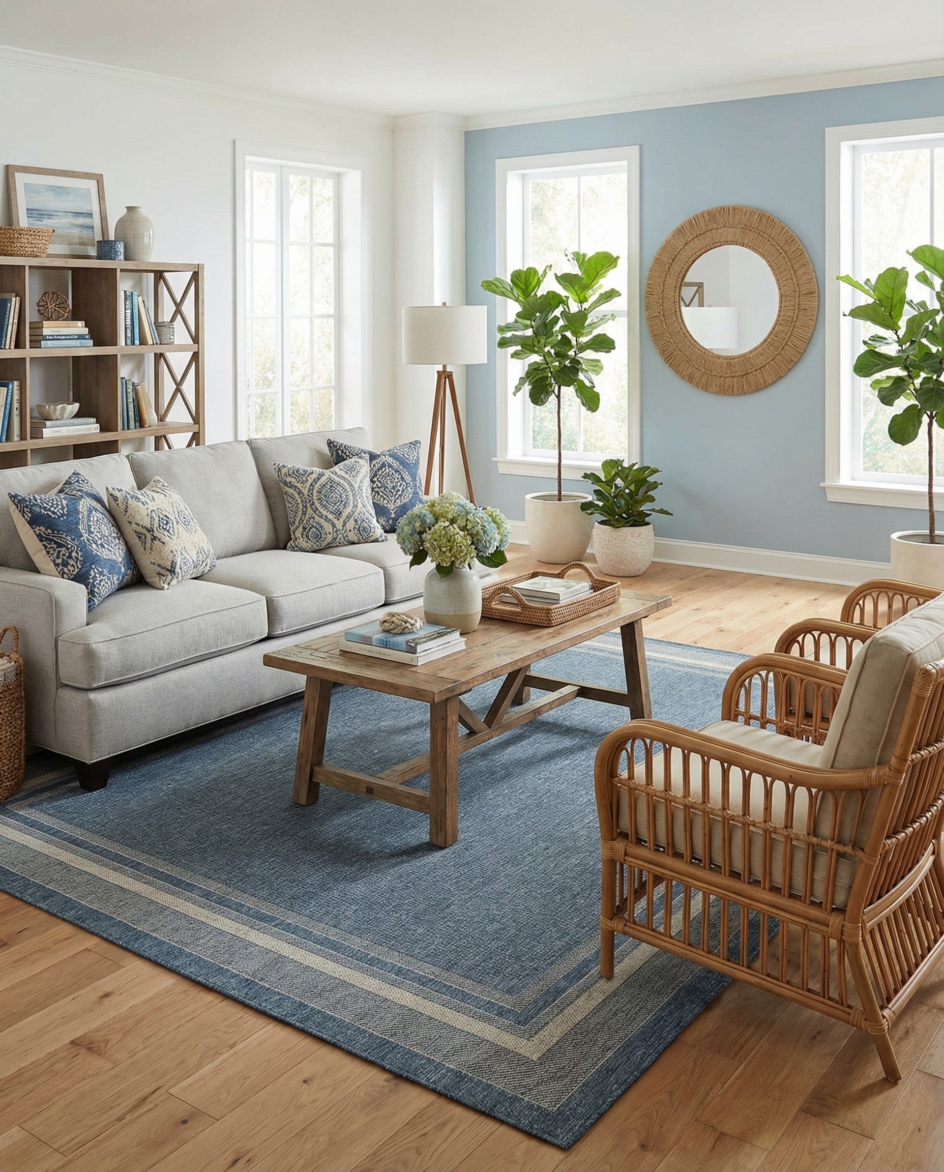  7' 10 x 10'  Washable Border Indoor / Outdoor Rug