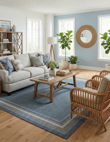 7' 10 x 10' Easy-Clean Border Indoor / Outdoor Rug