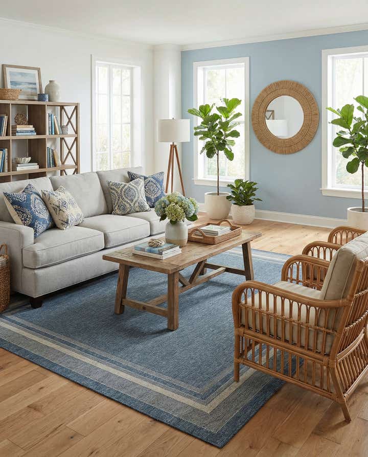 7' 10 x 10' Easy-Clean Border Indoor / Outdoor Rug