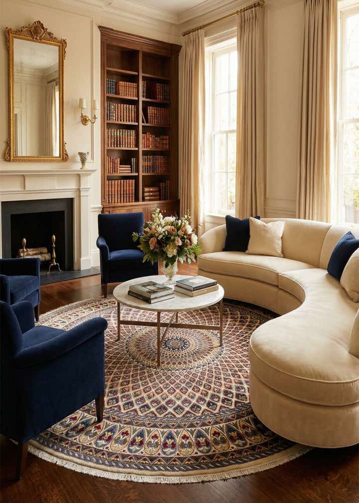 9' 10 x 10' Hand Knotted Nain Round Rug