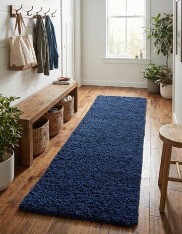 2' 7 x 13' Solid Shag Runner Rug
