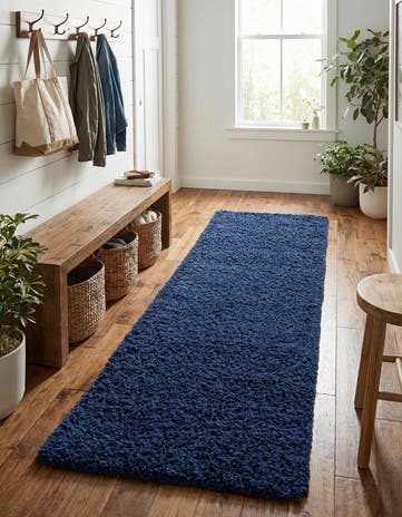 2' 7 x 13' Solid Shag Runner Rug