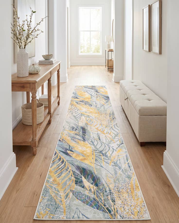 Detailfoto van 80cm x 365cm Makkelijk schoon te maken Botanical Binnen / buiten Loper Vloerkleed