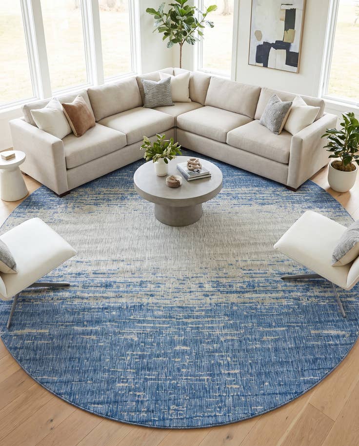 Detail image of 13' x 13' Easy-Clean Modern Indoor / Outdoor Round Rug