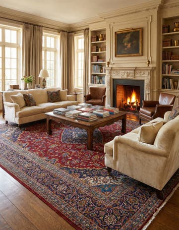 9' 7 x 13' Hand Knotted Kashan Persian Wool Rug