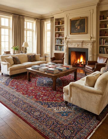 9' 7 x 13' Hand Knotted Kashan Persian Wool Rug