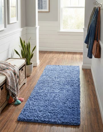 2' 7 x 10' Solid Shag Runner Rug