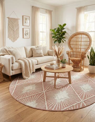 Pink Boho Round Rug