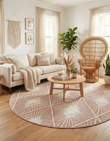 Pink Boho Round Rug