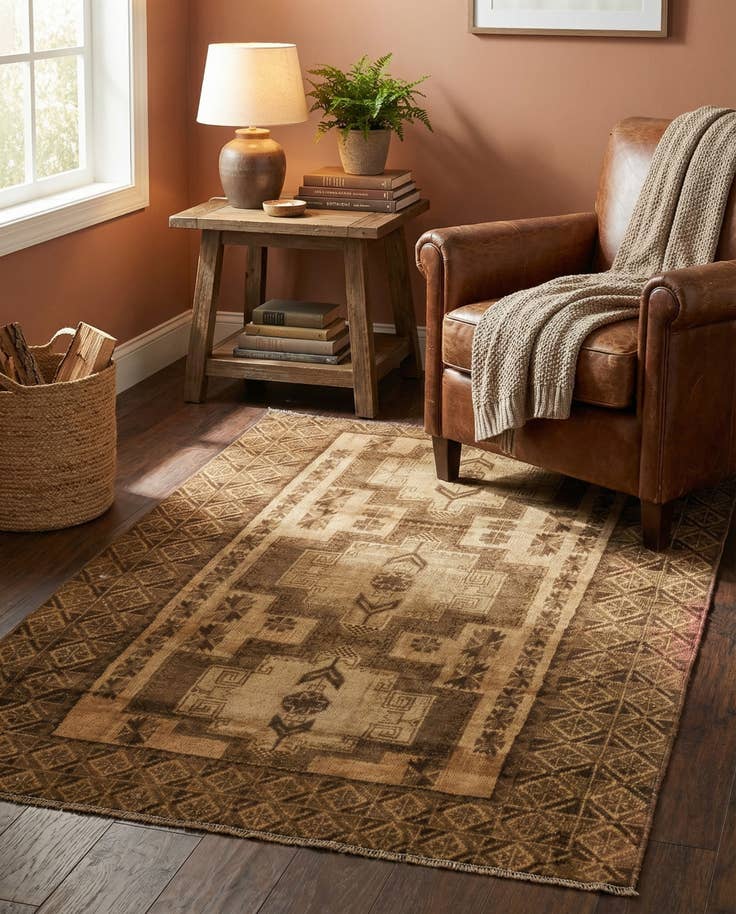 Detail image of 3' 10 x 7' Hand Knotted Ultra Vintage Persian Wool Rug