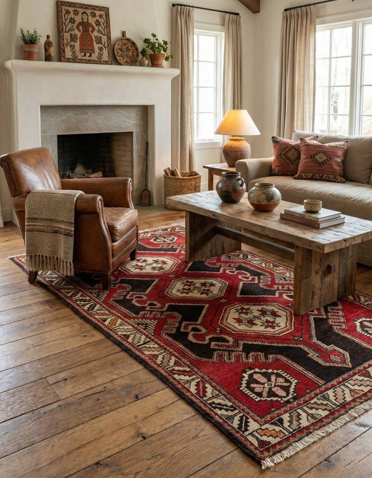 Detail image of 4' 4 x 6' 6  Hand Knotted Shahsavan Persian Wool Rug