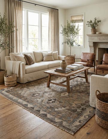 5' x 6' 7 Hand Woven Kilim Maymana Wool Rug