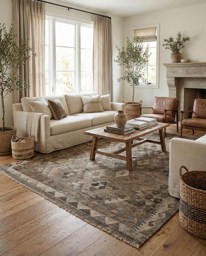 5' x 6' 7 Hand Woven Kilim Maymana Wool Rug