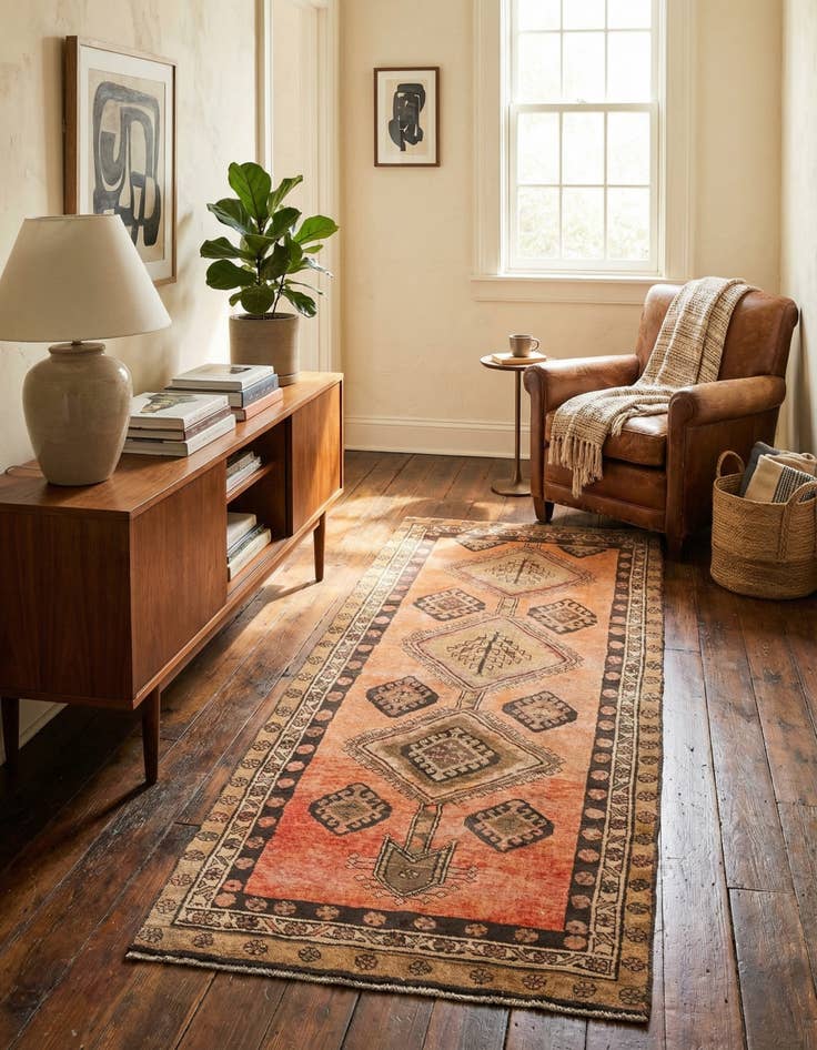 Detail image of 3' 7 x 8' 4  Hand Knotted Ultra Vintage Persian Wool Runner Rug