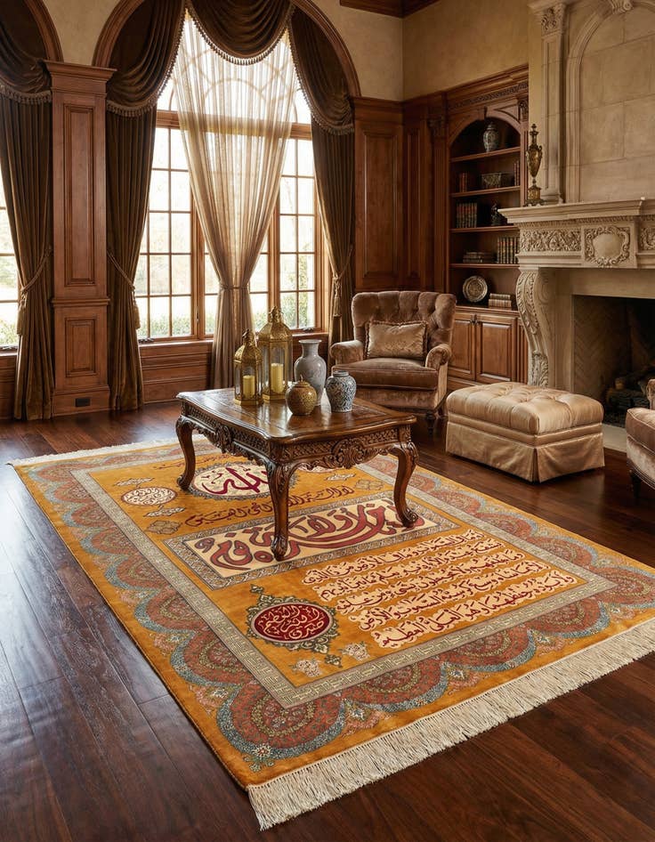 Detail image of  4' 4 x 6' 5 Ghom Silk Rug