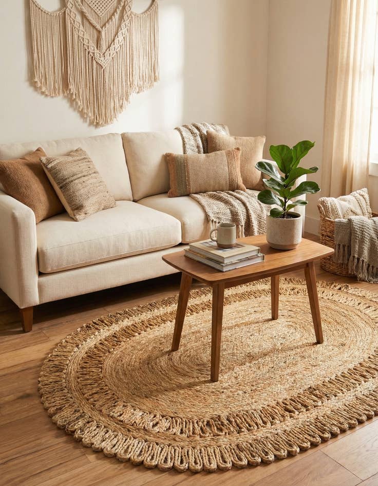 Detail image of 3' 1 x 5' 1  Hand Braided Jute Oval Rug