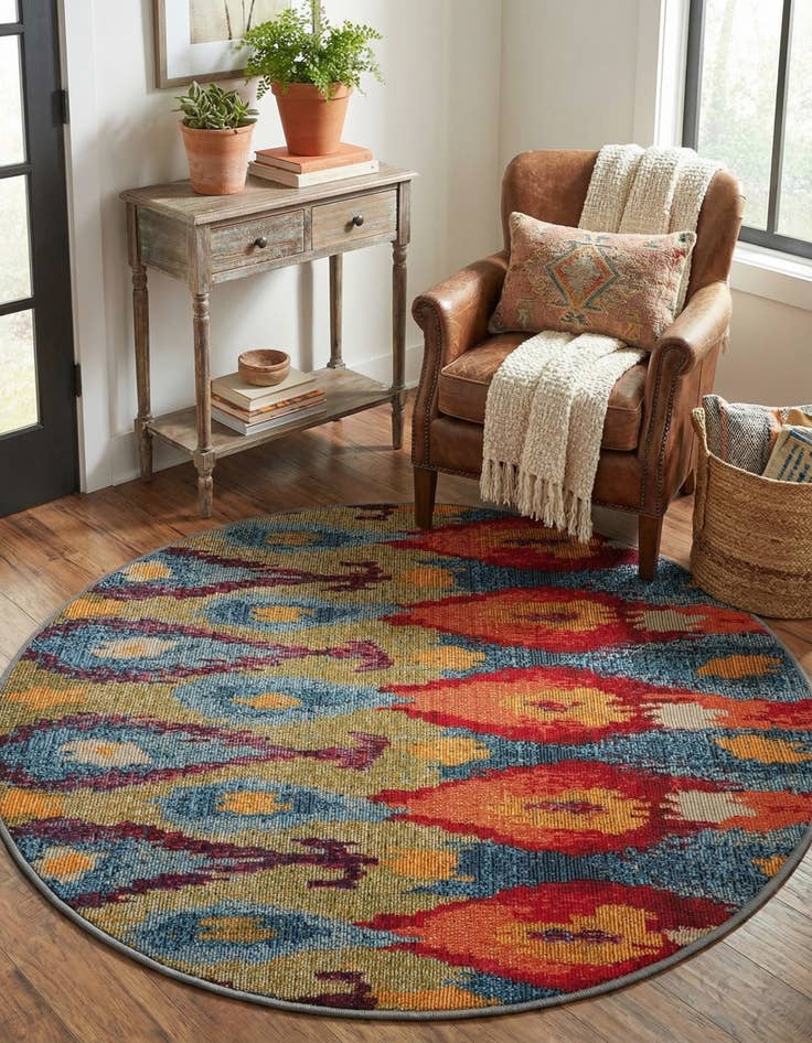 Detail image of 2' 7 x 2' 7  Washable Modern Indoor / Outdoor Round Rug