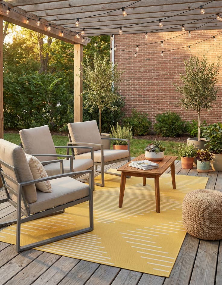 Detail image of 5' 3 x 8' Easy-Clean Modern Indoor / Outdoor Rug