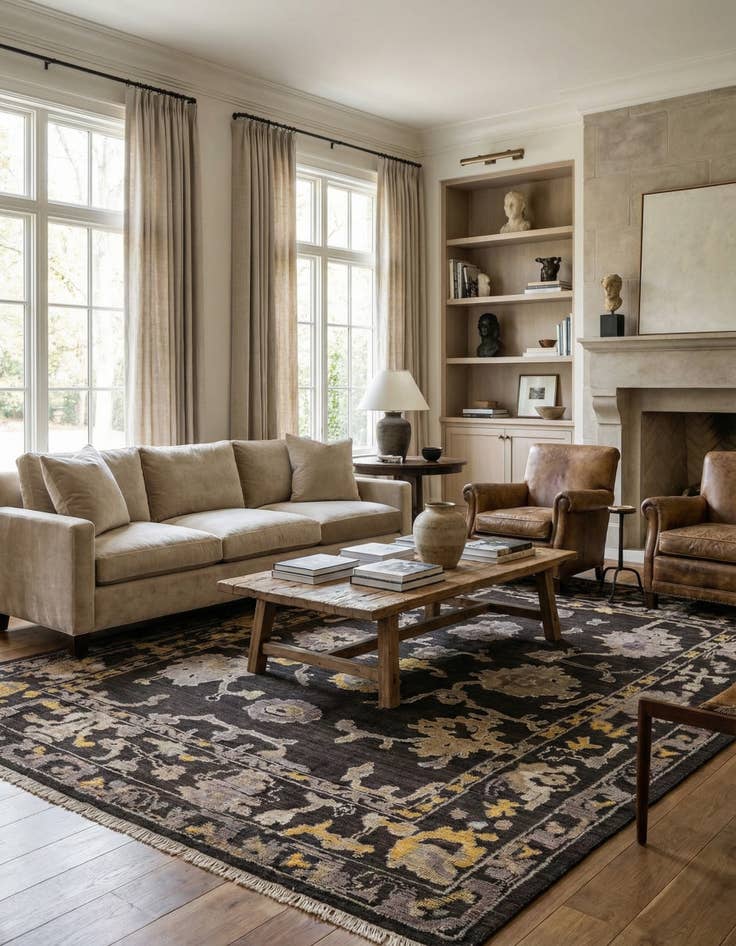 Detail image of 9' 1 x 12' 1  Hand Knotted Oushak Wool Rug