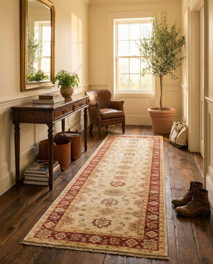 2' 9 x 9' 5 Hand Knotted Peshawar Ziegler Runner Rug