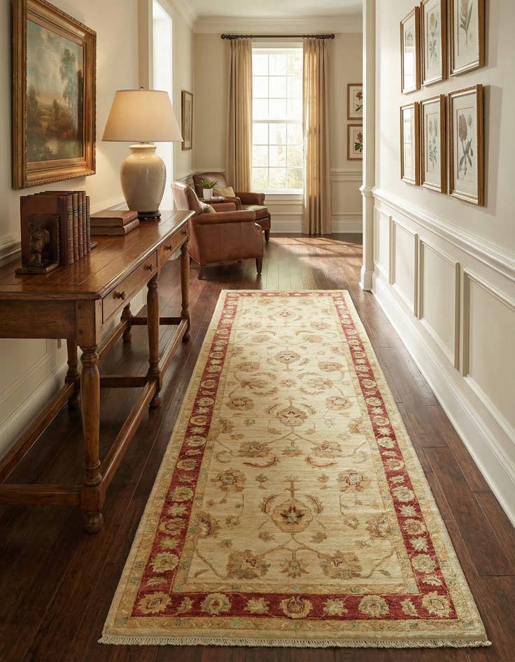 Detail image of 3' x 8'  Hand Knotted Peshawar Ziegler Runner Rug